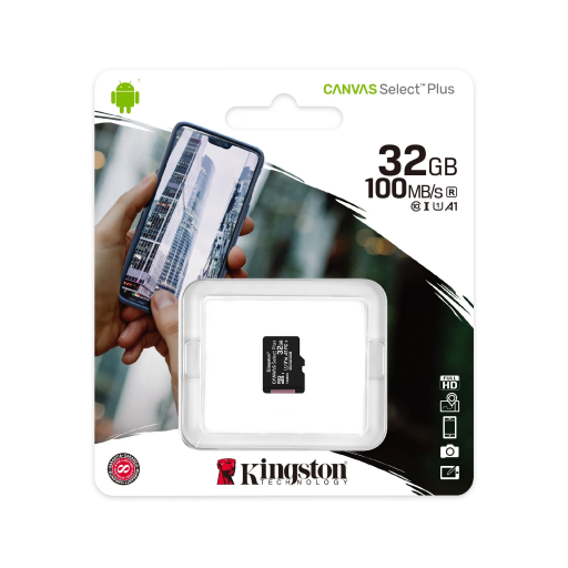 Карта памяти MicroSD 32Гб Kingston Class 10 Canvas Select Plus A1 (100 Мб/с) без адаптера