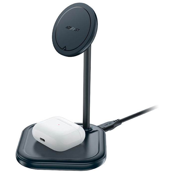Зарядная станция ACEFAST  Desktop 2 in 1 wireless charging holder E6: iPhone, Airpods, 22.5W, черная