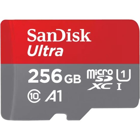 Карта памяти MicroSDXC SanDisk 256Гб, Class 10 Ultra UHS-I  A1 (150 Мб/с) + SD адаптер